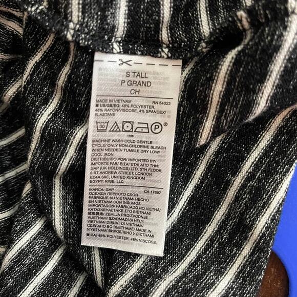 GAP Womens Small Tall Black Gray White Stripe Shirt Long Sleeve - Picture 5 of 10